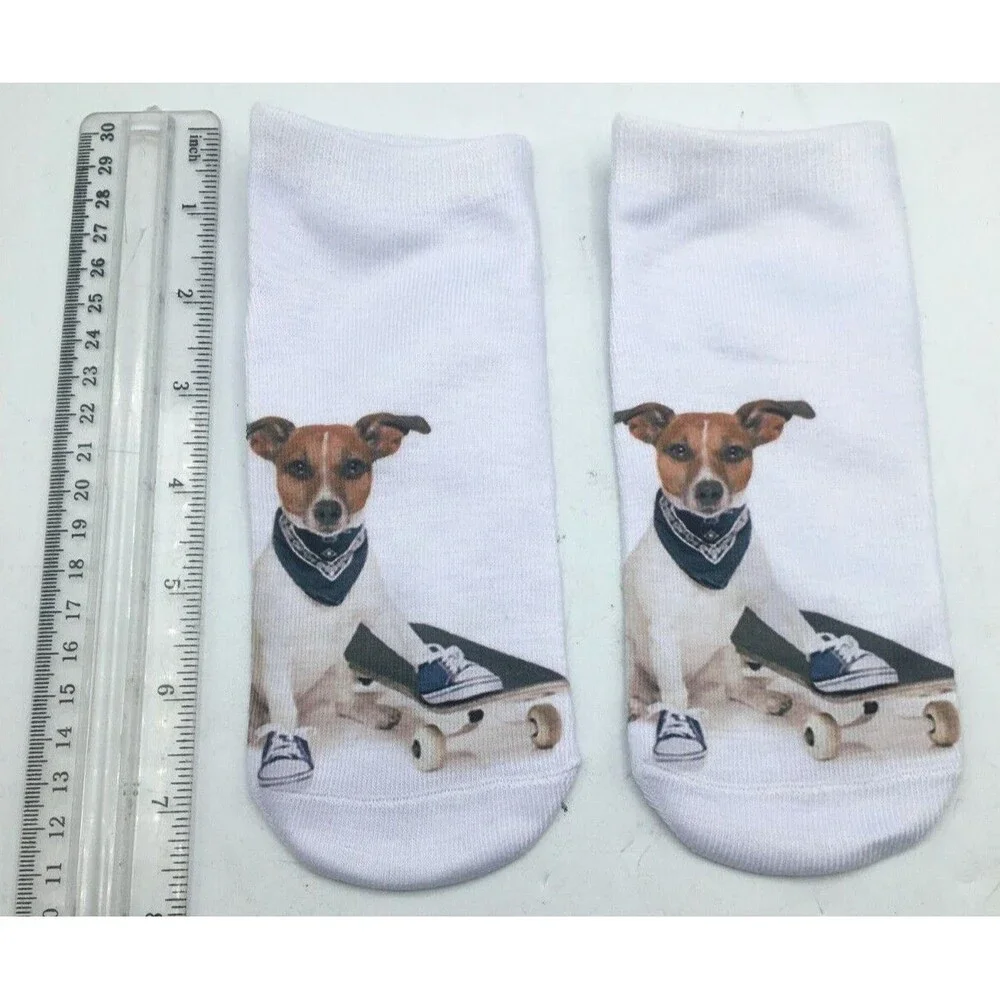 Girl Teen Socks Dog Pit Bull Skateboard Whimsical Read Size New Free Shipping